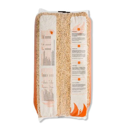 Houtpellets Pure Power Enplus a1 6 mm 5 Sterren Naaldhout 30x 15 KG Achterkant 30 Zakken