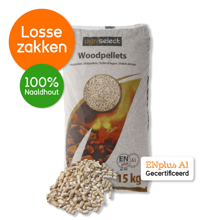 Pelletkorrels Agriselect Mixed Wood voorkant Losse Zakken Pelletkorrels Agriselect Mixed Wood voorkant Losse Zakken