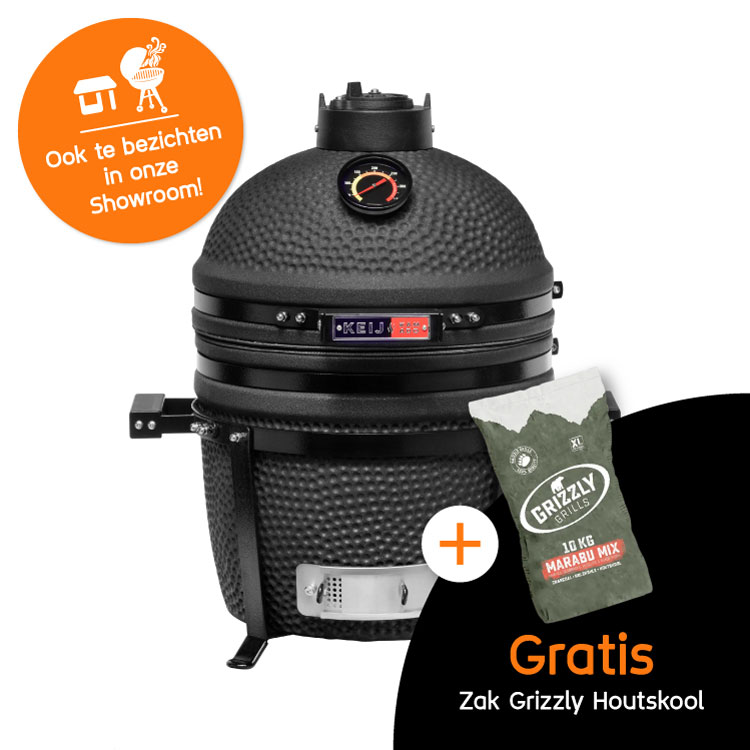 Kamado Keij Compact Zwart Actie Grizzly Grills Houtskool Showroom Kamado Keij Compact Zwart Actie Grizzly Grills Houtskool Showroom