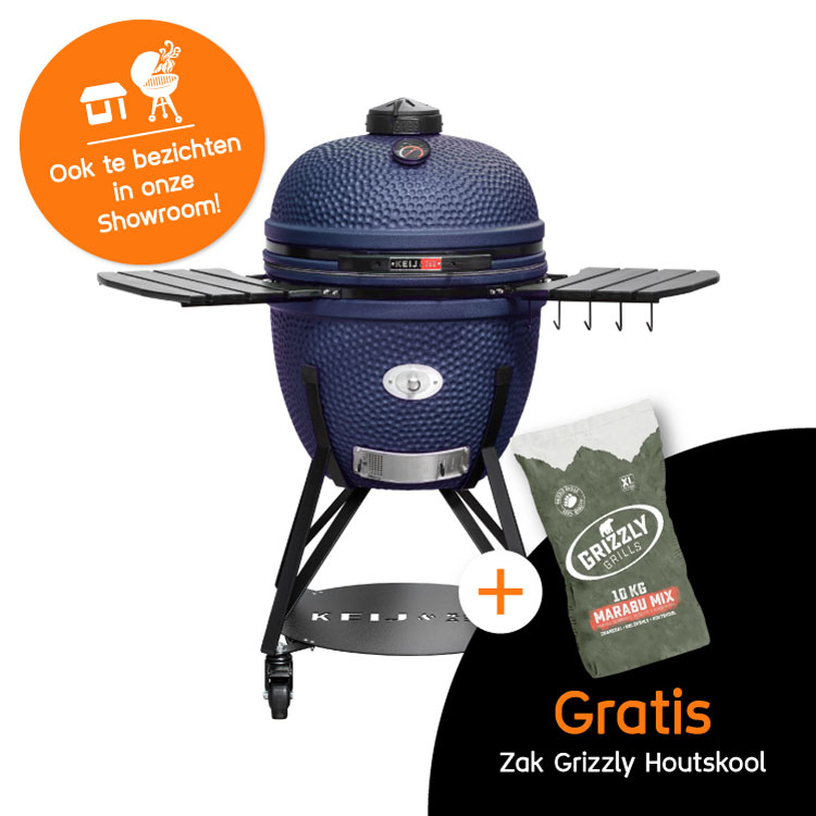 Kamado XL Blauw Keij Actie Grizzly Grills Houtskool Showroom Kamado XL Blauw Keij Actie Grizzly Grills Houtskool Showroom